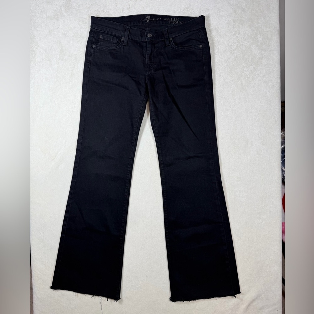 Women's Size 29 Seven 7 For All Mankind The Slim Trouser Black Flared Y2K Jeans